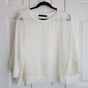 Zara Sheer Off White Boxy Dolman Top